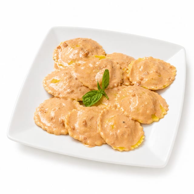 Ravioli pink tray.